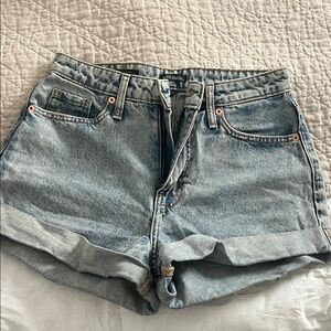 wild fable Light Blue High-Rise Rolled Hem Jean Shorts